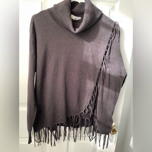 Michel Kors women’s cowl neck wrap fringe pullover/ sweater. Size M p new